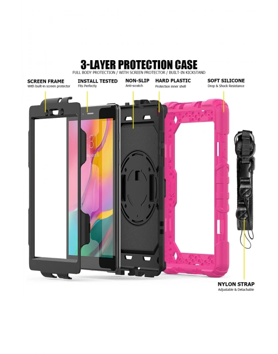 Newface Samsung Galaxy T290 Tab A 8 Kılıf Pars Tablet Kapak - Pembe