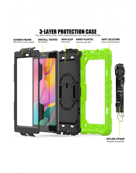 Newface Samsung Galaxy T290 Tab A 8 Kılıf Pars Tablet Kapak - Yeşil