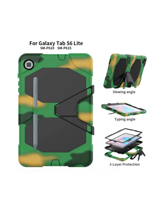 Newface Samsung Galaxy T500 Tab A7 10.4 Kılıf Griffin Tablet Kapak - Kamuflaj