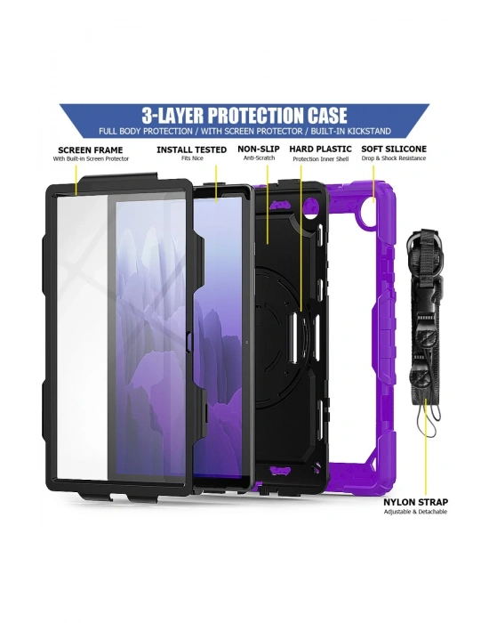 Newface Samsung Galaxy T500 Tab A7 10.4 Kılıf Pars Tablet Kapak - Mor