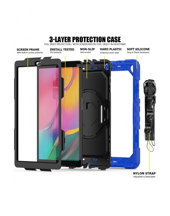 Newface Samsung Galaxy T510 Tab A 10.1 Kılıf Pars Tablet Kapak - Mavi