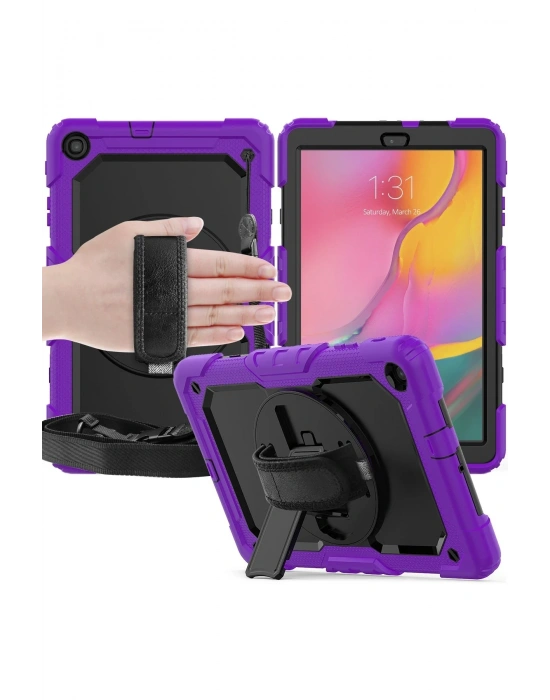 Newface Samsung Galaxy T510 Tab A 10.1 Kılıf Pars Tablet Kapak - Mor