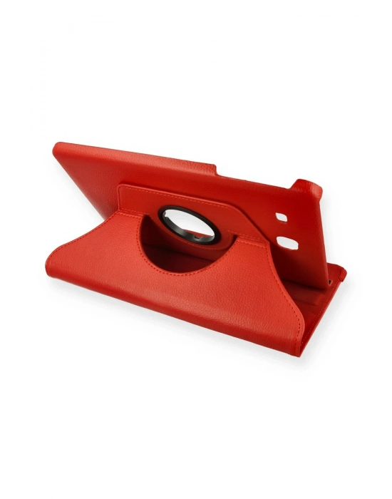 Newface Samsung Galaxy T560 Tab E 9.7 Kılıf 360 Tablet Deri Kılıf - Kırmızı