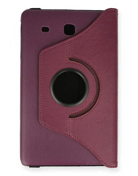 Newface Samsung Galaxy T560 Tab E 9.7 Kılıf 360 Tablet Deri Kılıf - Mürdüm