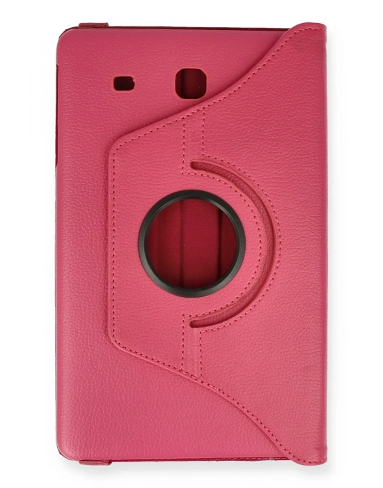 Newface Samsung Galaxy T560 Tab E 9.7 Kılıf 360 Tablet Deri Kılıf - Pembe