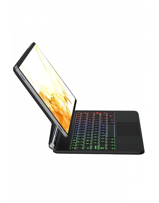 Newface Samsung Galaxy T737 Tab S7 FE 12.4 Kılıf Eternal Ledli Klavyeli Tablet Kılıfı - Siyah