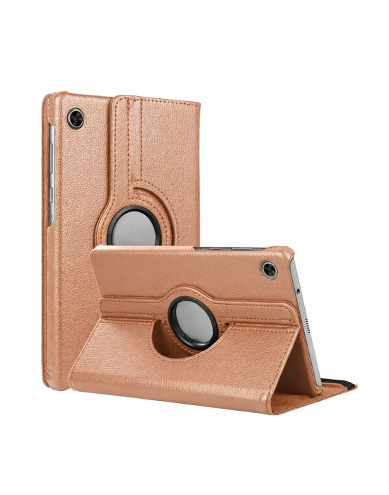 Newface Samsung Galaxy Tab A11 360 Tablet Deri Kılıf - Rose Gold