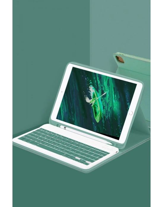 Newface Samsung Galaxy X910 Tab S9 Ultra 14.6 Kılıf KC01 Smart Klavyeli Tablet Kılıfı - Koyu Yeşil