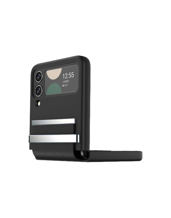 Newface Samsung Galaxy Z Flip 3 Kılıf Belt Flip Kapak - Siyah
