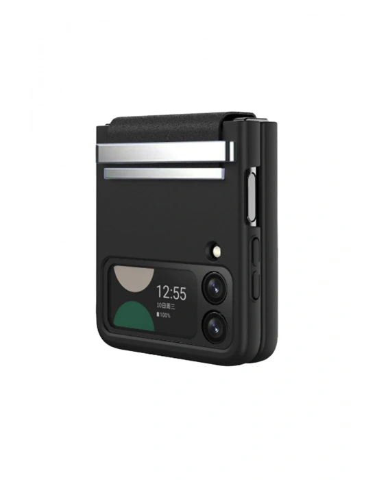 Newface Samsung Galaxy Z Flip 3 Kılıf Belt Flip Kapak - Siyah