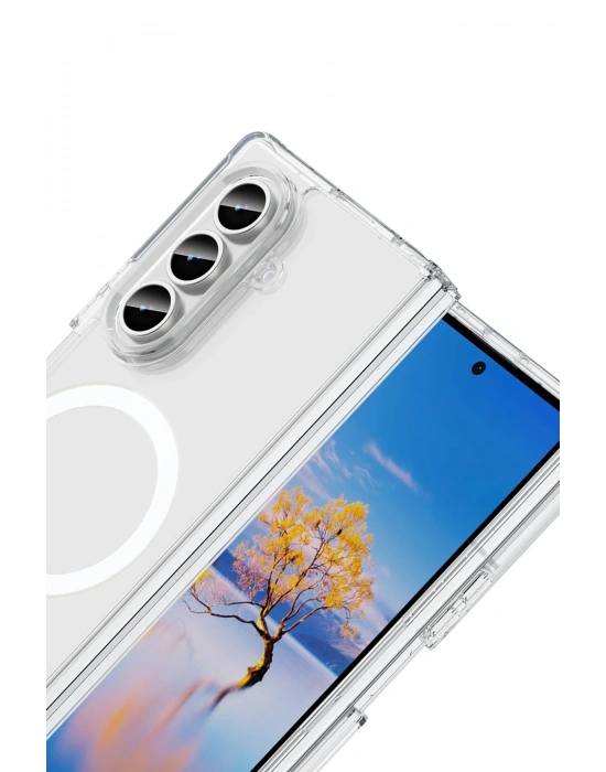 Newface Samsung Galaxy Z Fold 7 Kılıf Magneticsafe Şeffaf Silikon - Şeffaf