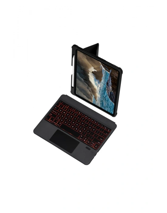 Newface T5209D iPad Pro 12.9 (2021) Kılıf İnter Ledli Klavyeli Tablet Kılıfı - Siyah