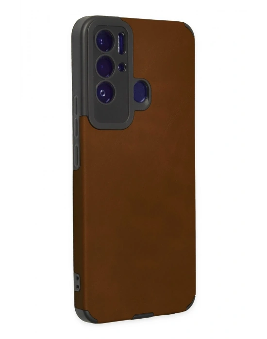 Newface Tecno Pova Neo Kılıf Loop Deri Silikon - Kahverengi