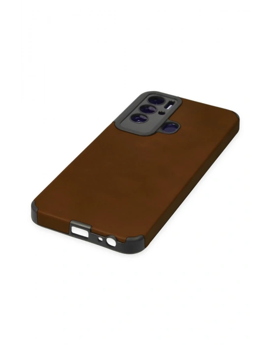 Newface Tecno Pova Neo Kılıf Loop Deri Silikon - Kahverengi