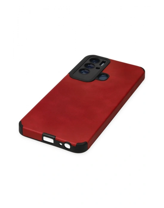 Newface Tecno Pova Neo Kılıf Loop Deri Silikon - Kırmızı