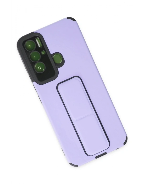 Newface Tecno Pova Neo Kılıf Mega Standlı Silikon - Lila