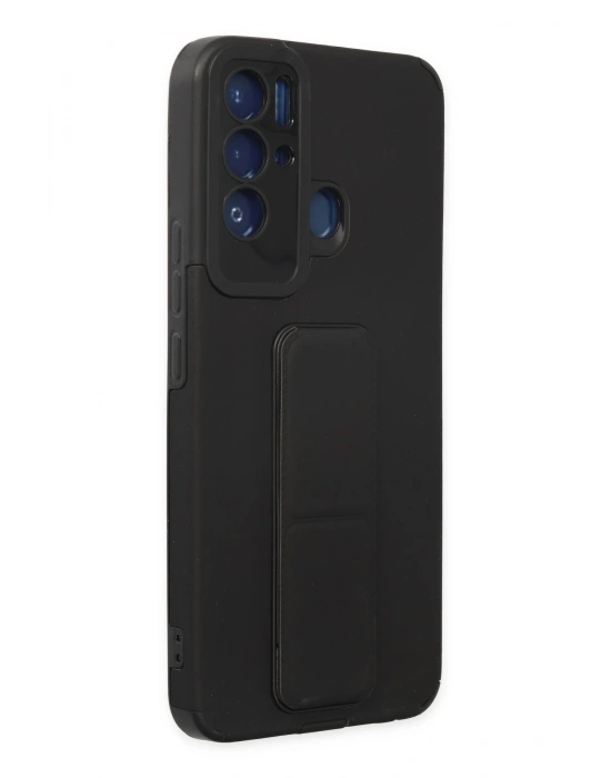 Newface Tecno Pova Neo Kılıf Mega Standlı Silikon - Siyah