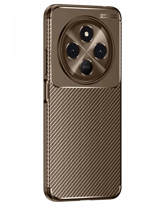 Newface Tecno Spark 30C Kılıf Auto Focus Karbon Kapak - Kahverengi