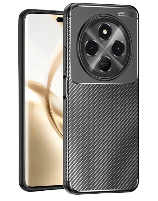 Newface Tecno Spark 30C Kılıf Auto Focus Karbon Kapak - Siyah