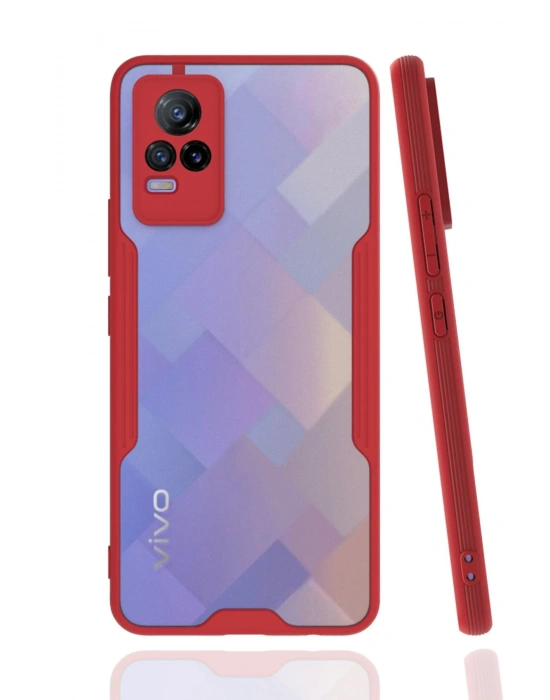 Newface Vivo V21e Kılıf Platin Silikon - Kırmızı