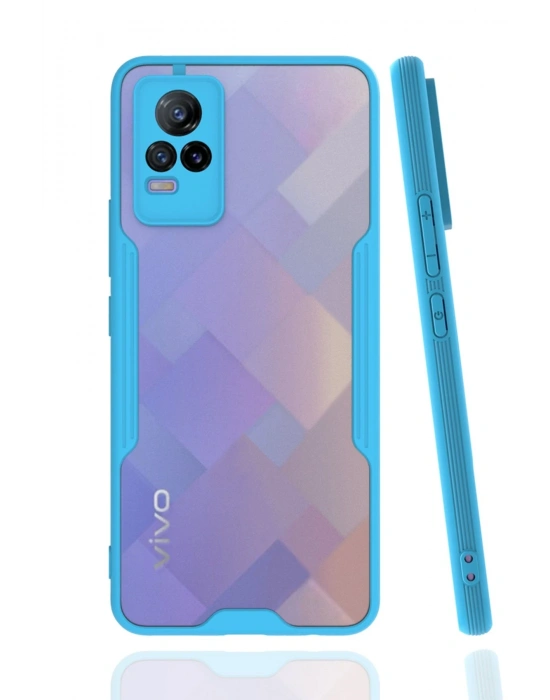 Newface Vivo V21e Kılıf Platin Silikon - Mavi