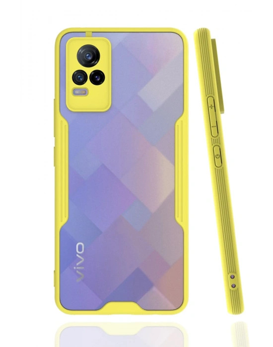 Newface Vivo V21e Kılıf Platin Silikon - Sarı