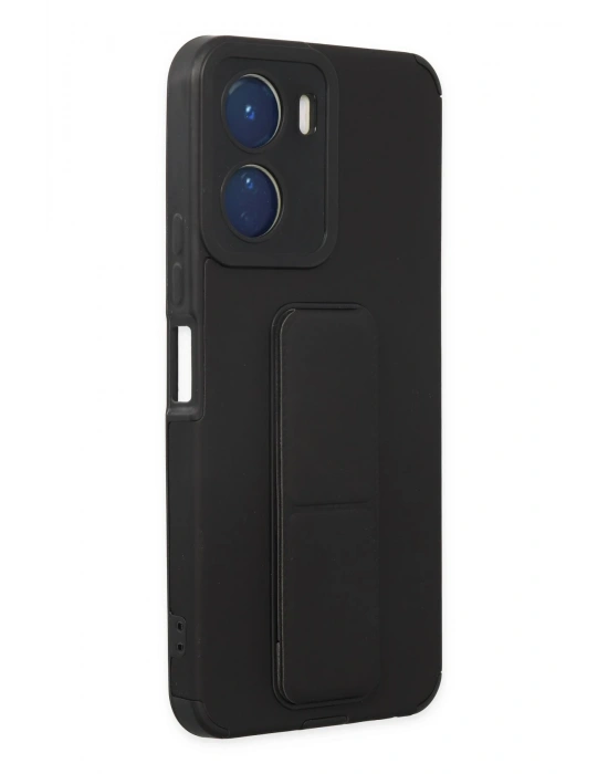 Newface Vivo Y16 Kılıf Mega Standlı Silikon - Siyah
