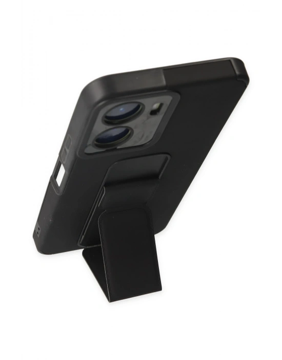 Newface Vivo Y16 Kılıf Mega Standlı Silikon - Siyah