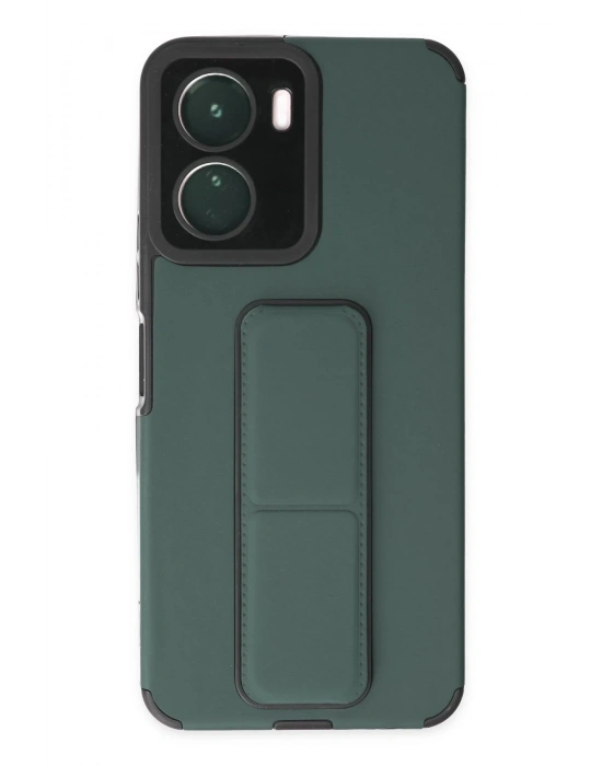 Newface Vivo Y16 Kılıf Mega Standlı Silikon - Yeşil