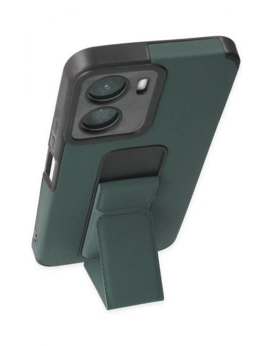 Newface Vivo Y16 Kılıf Mega Standlı Silikon - Yeşil