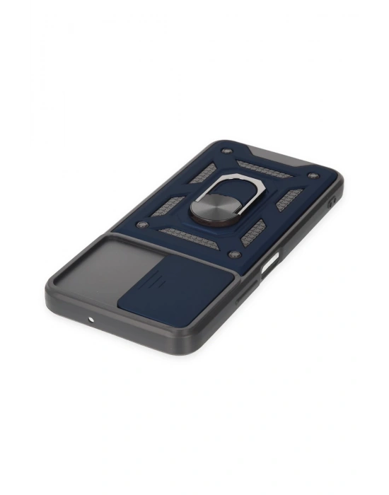 Newface Vivo Y16 Kılıf Pars Lens Yüzüklü Silikon - Lacivert