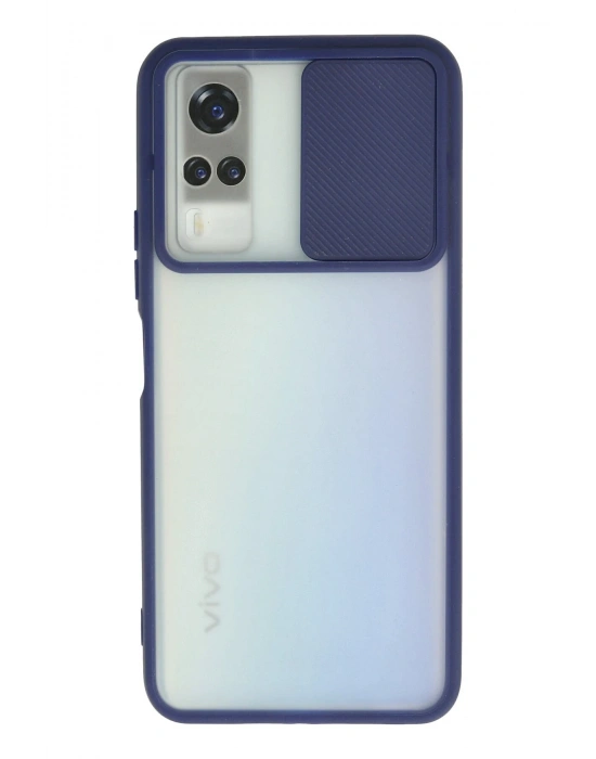 Newface Vivo Y53S Kılıf Palm Buzlu Kamera Sürgülü Silikon - Lacivert