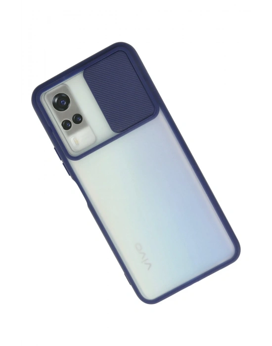 Newface Vivo Y53S Kılıf Palm Buzlu Kamera Sürgülü Silikon - Lacivert