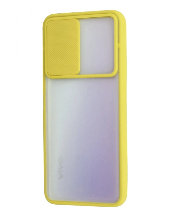 Newface Vivo Y53S Kılıf Palm Buzlu Kamera Sürgülü Silikon - Sarı