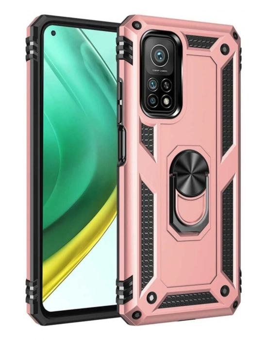 Newface Xiaomi Mi 10T Pro Kılıf Sofya Yüzüklü Silikon Kapak - Rose