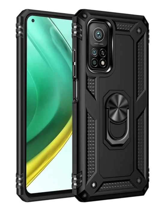 Newface Xiaomi Mi 10T Pro Kılıf Sofya Yüzüklü Silikon Kapak - Siyah