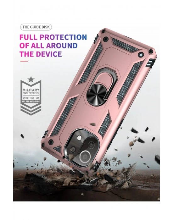 Newface Xiaomi Mİ 11 Lite Kılıf Sofya Yüzüklü Silikon Kapak - Rose