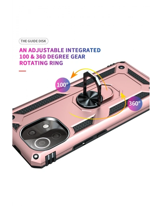 Newface Xiaomi Mİ 11 Lite Kılıf Sofya Yüzüklü Silikon Kapak - Rose