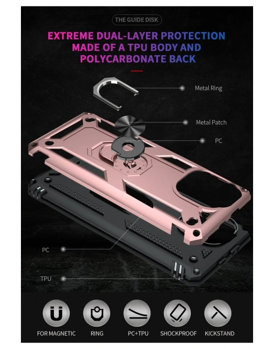 Newface Xiaomi Mİ 11 Lite Kılıf Sofya Yüzüklü Silikon Kapak - Rose