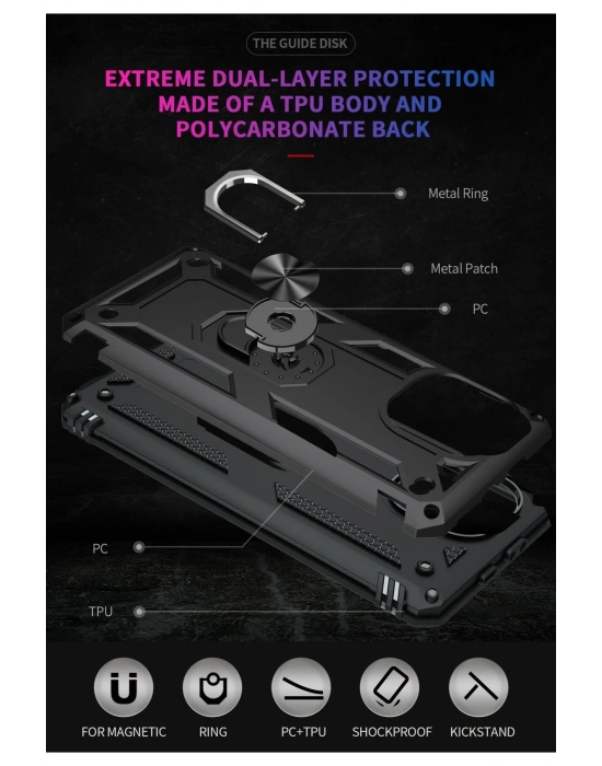 Newface Xiaomi Mİ 11 Lite Kılıf Sofya Yüzüklü Silikon Kapak - Siyah