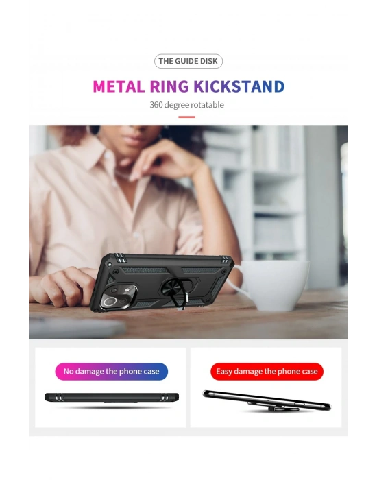 Newface Xiaomi Mİ 11 Lite Kılıf Sofya Yüzüklü Silikon Kapak - Siyah