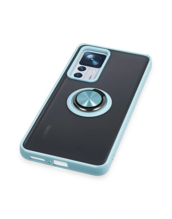 Newface Xiaomi Mi 12T Pro Kılıf Montreal Yüzüklü Silikon Kapak - Buz Mavi