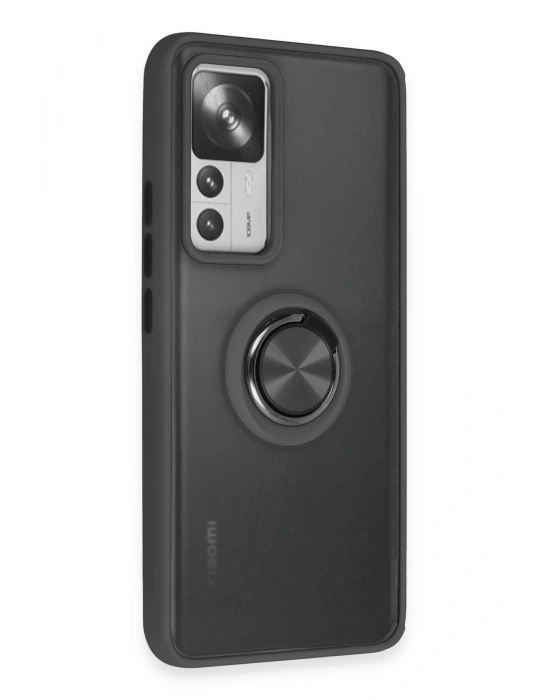 Newface Xiaomi Mi 12T Pro Kılıf Montreal Yüzüklü Silikon Kapak - Siyah