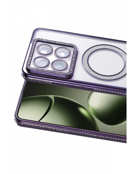 Newface Xiaomi Mi 14T Pro Joke Simli Magneticsafe Kılıf - Derin Mor