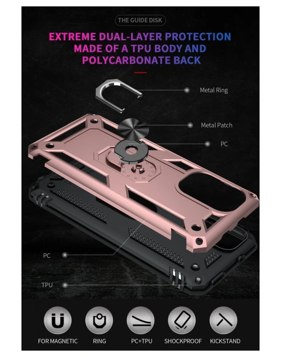 Newface Xiaomi Poco F3 Kılıf Sofya Yüzüklü Silikon Kapak - Rose