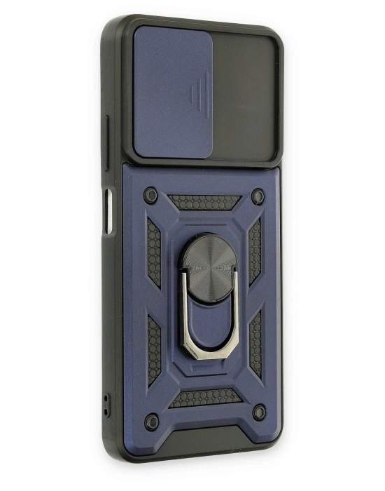 Newface Xiaomi Poco M4 Pro 5G Kılıf Pars Lens Yüzüklü Silikon - Lacivert