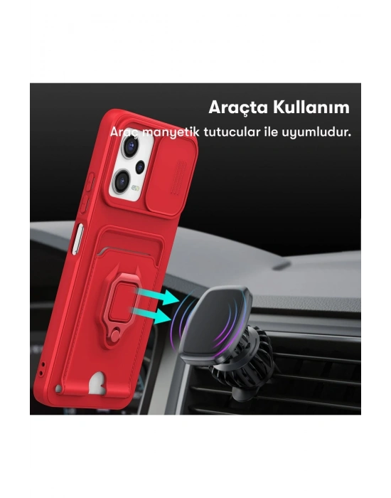 Newface Xiaomi Poco X5 5G Kılıf Zuma Kartvizitli Yüzüklü Silikon - Lila