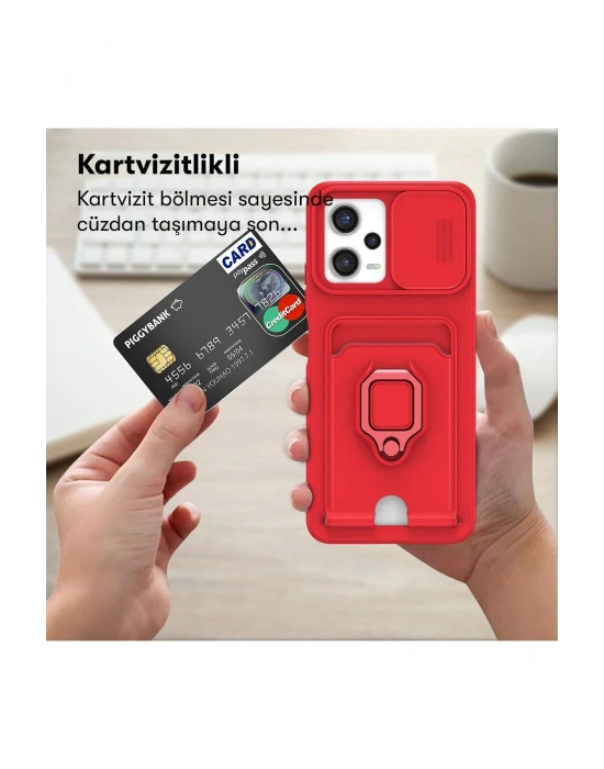 Newface Xiaomi Poco X5 5G Kılıf Zuma Kartvizitli Yüzüklü Silikon - Siyah