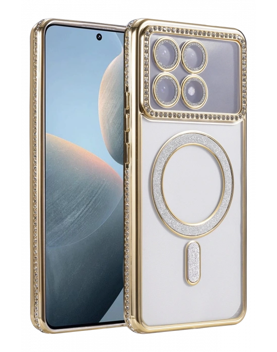 Newface Xiaomi Poco X6 Pro Joke Simli Magneticsafe Kılıf - Gold
