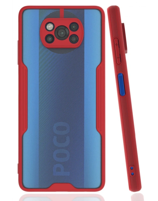 Newface Xiaomi Pocophone X3 Kılıf Platin Silikon - Kırmızı